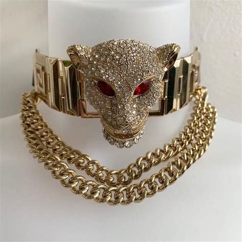 versace x h&m panther choker with crystal encruste|h&m Versace logo.